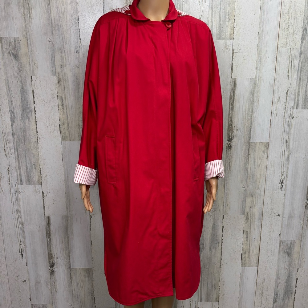 Herman Kay Vintage Red Long Trench Coat